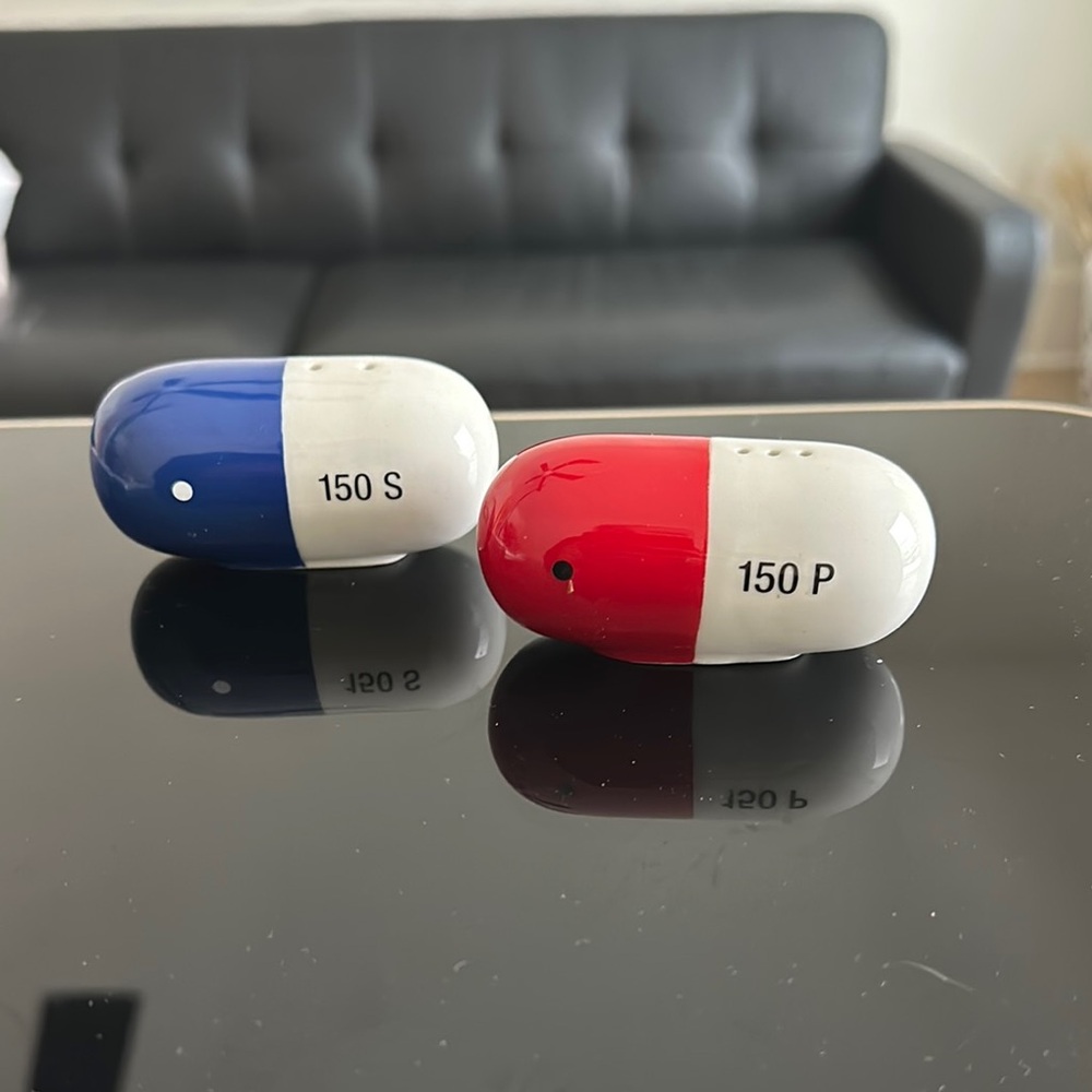Capsule Salt and Pepper Shakers - Red and Blue